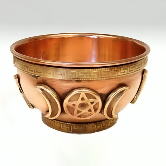Triple Moon Pentacle Copper Offering Bowl 3"