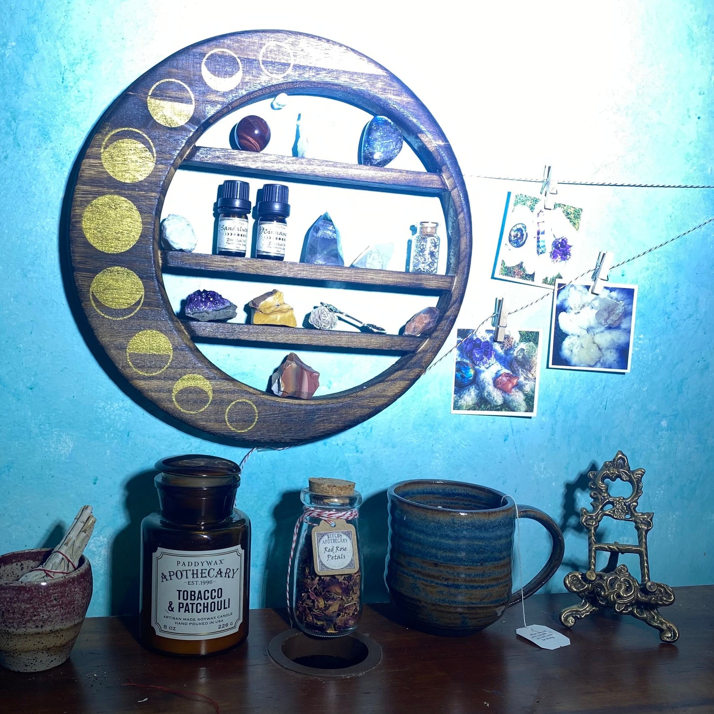 moon phase shelf: crystal display