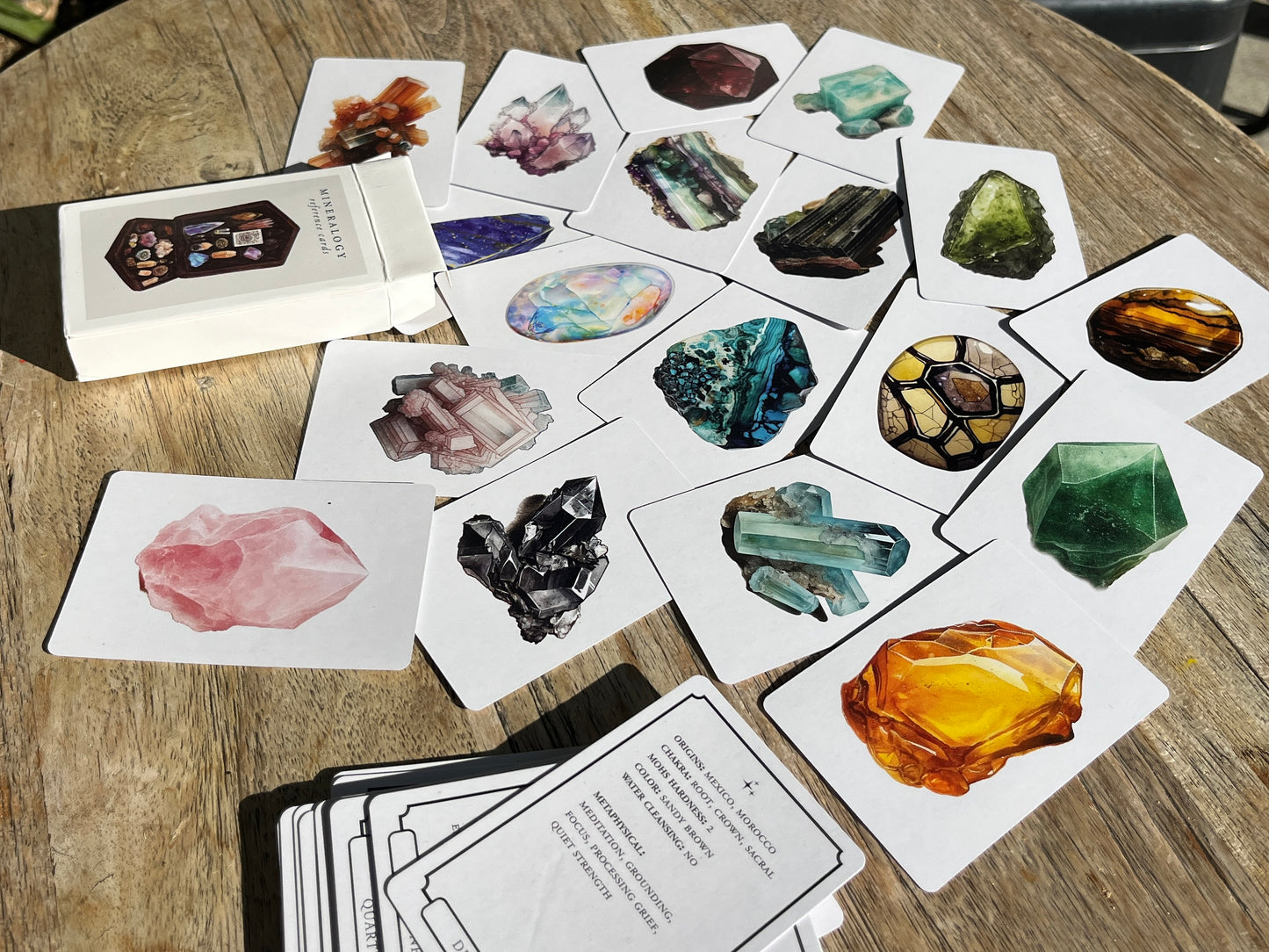 Witchcraft Cards ~ Apothecary Crystal Cards Herbs ~ Index Reference Flash Cards ~ Wiccan Supplies ~ Mineralogy Oracle Tarot Deck