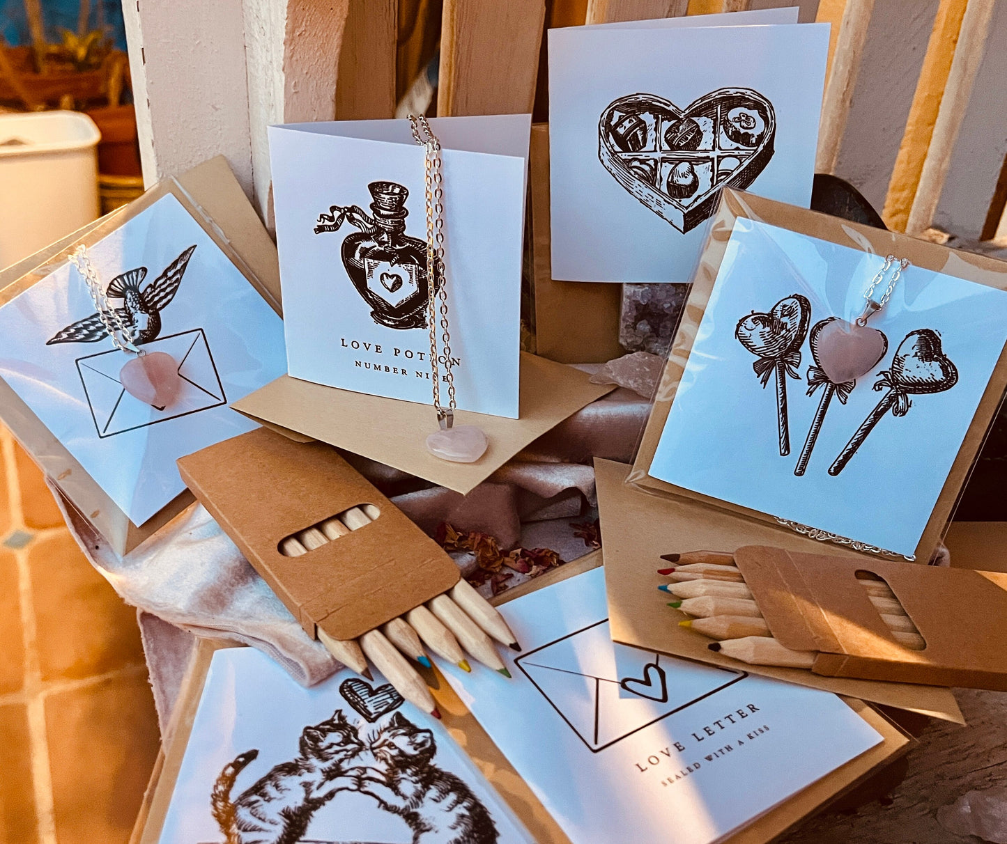 Valentines Cards Crystal Necklace Coloring Card Valentines gift for her classroom valentines bulk