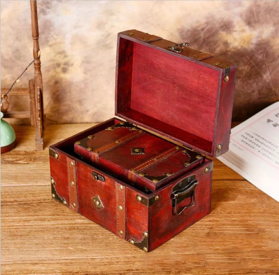 Magic chest wooden box witchcraft chest wooden red box