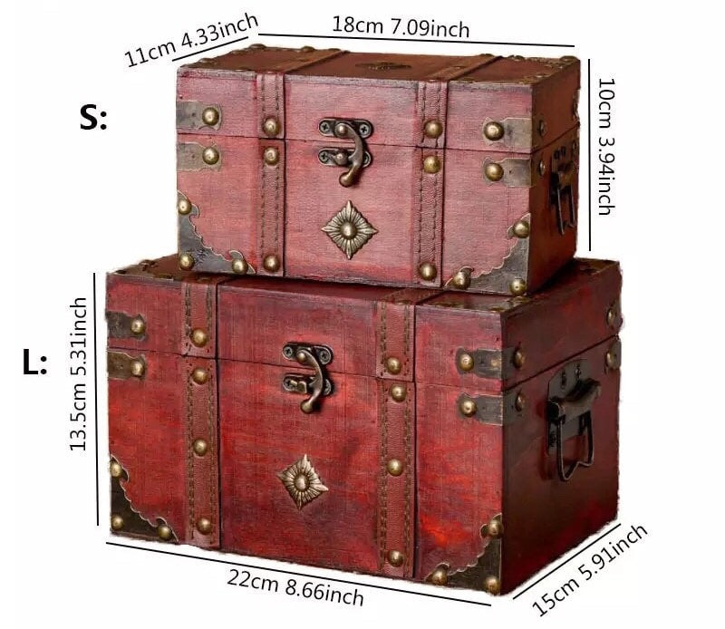 Magic chest wooden box witchcraft chest wooden red box