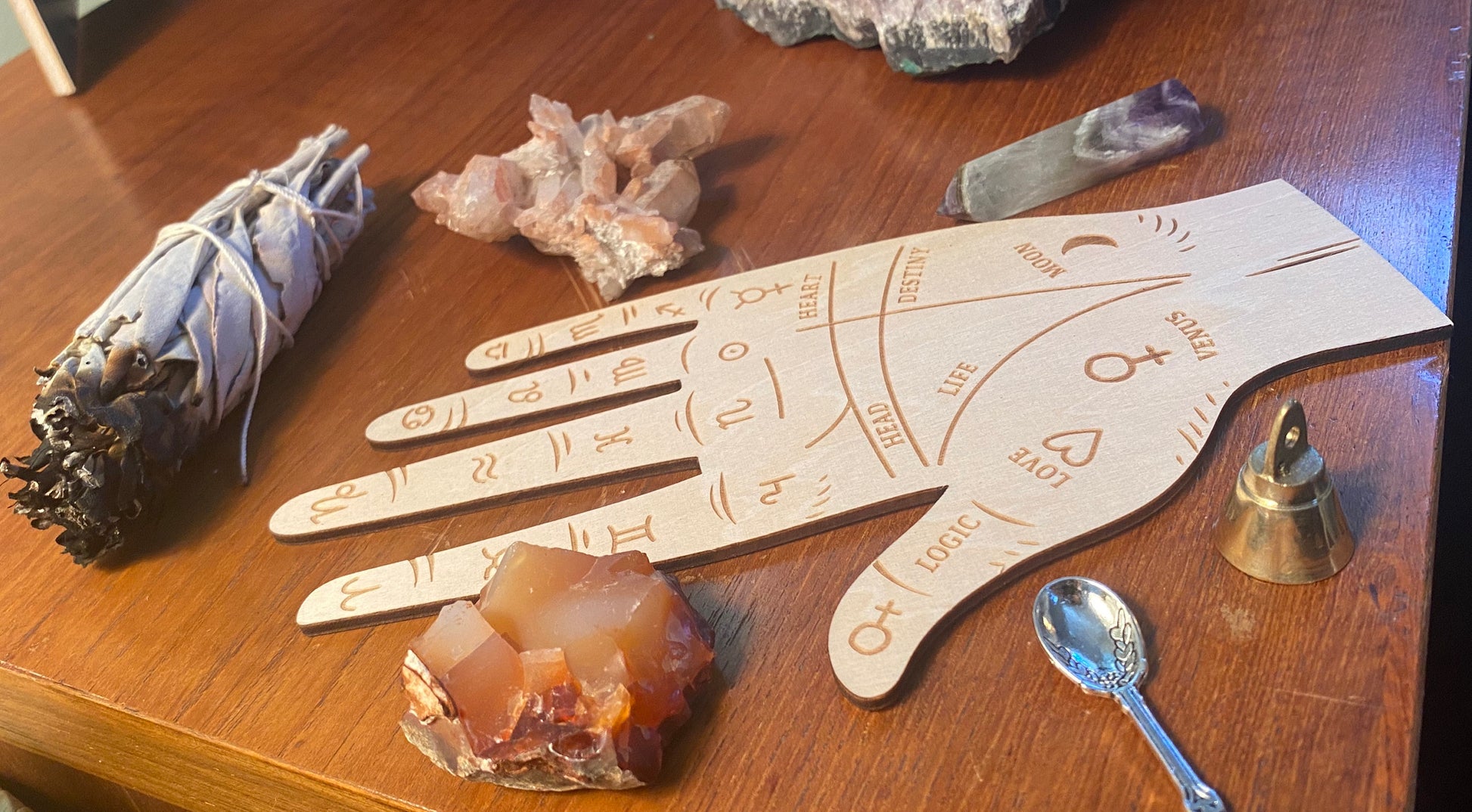 Palmistry hand wooden carved divination witchcraft kit wiccan supplies and tools