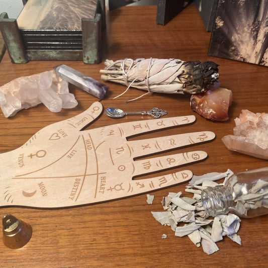 Palmistry hand wooden carved divination witchcraft kit wiccan supplies and tools