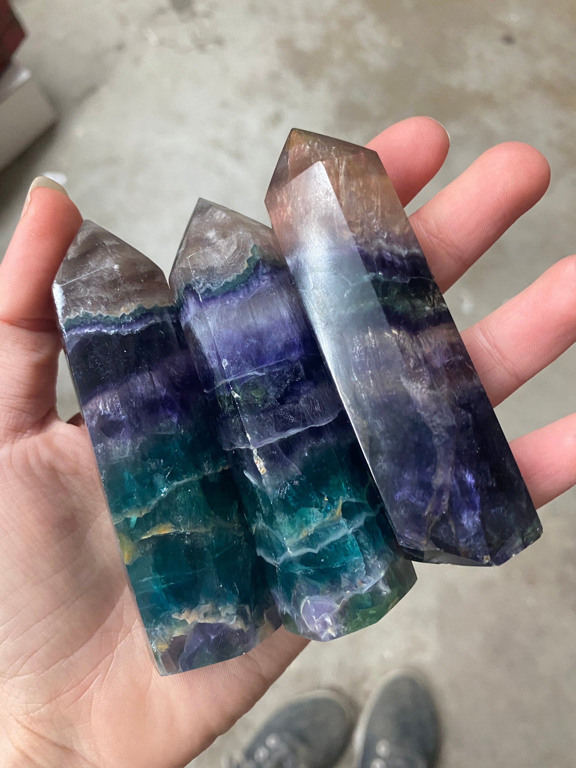 Fluorite Wand Point crystal mineral purple green