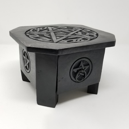 Pentagram Wood Altar Table with Drawer