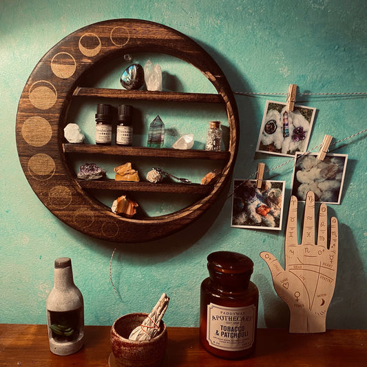 moon phase shelf: crystal display