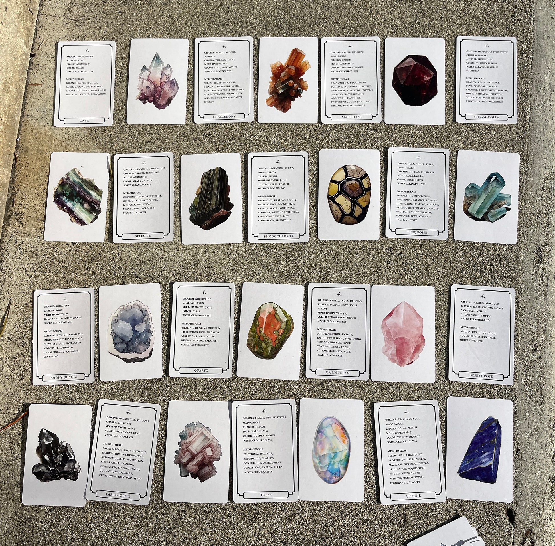 Witchcraft Cards ~ Apothecary Crystal Cards Herbs ~ Index Reference Flash Cards ~ Wiccan Supplies ~ Mineralogy Oracle Tarot Deck