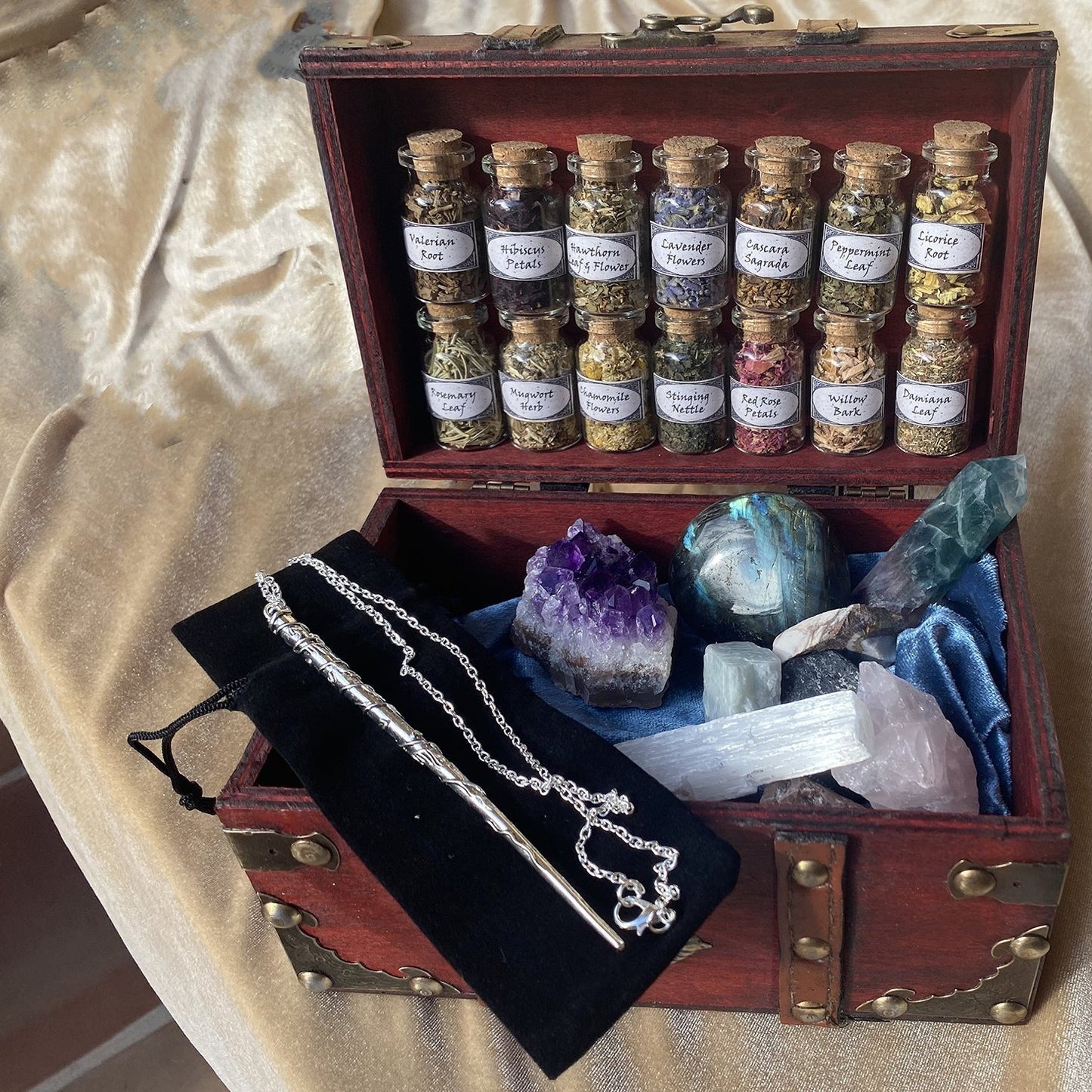 Witchcraft Kit Wiccan Altar Supplies and Tools Crystal herb Set