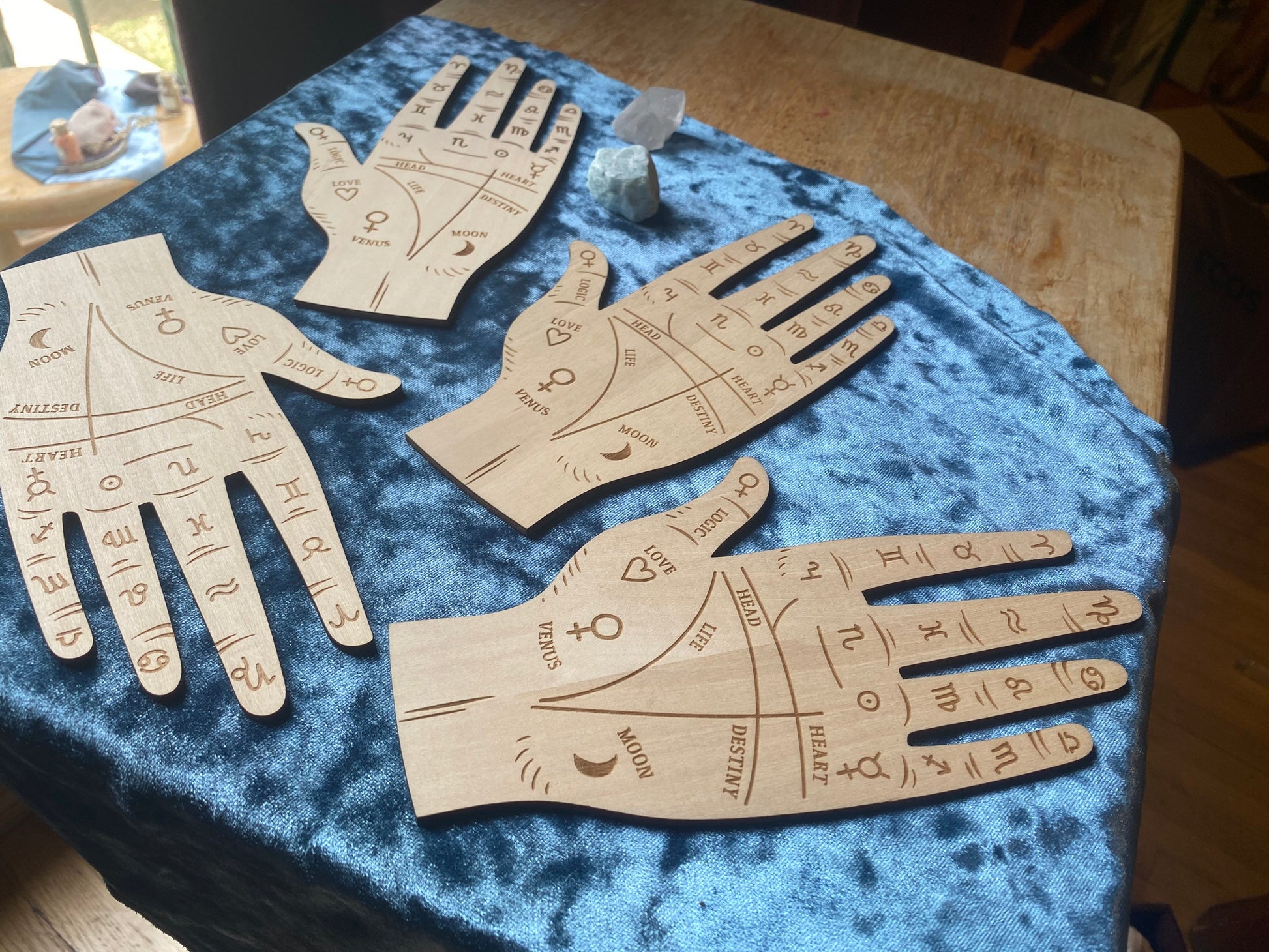 Palmistry hand wooden carved divination witchcraft kit wiccan supplies and tools