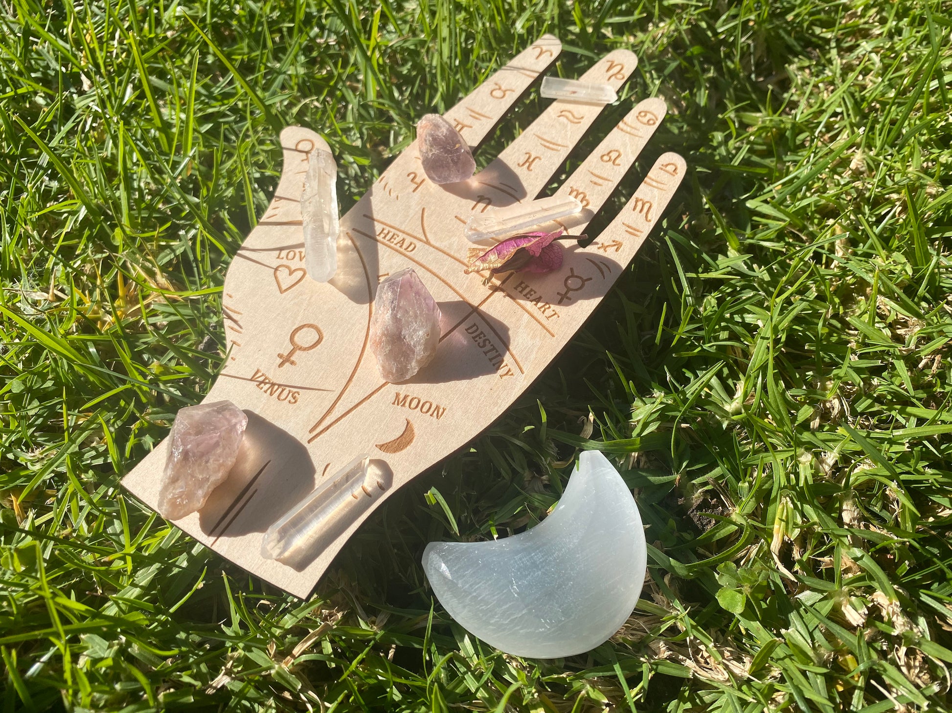 Palmistry hand wooden carved divination witchcraft kit wiccan supplies and tools