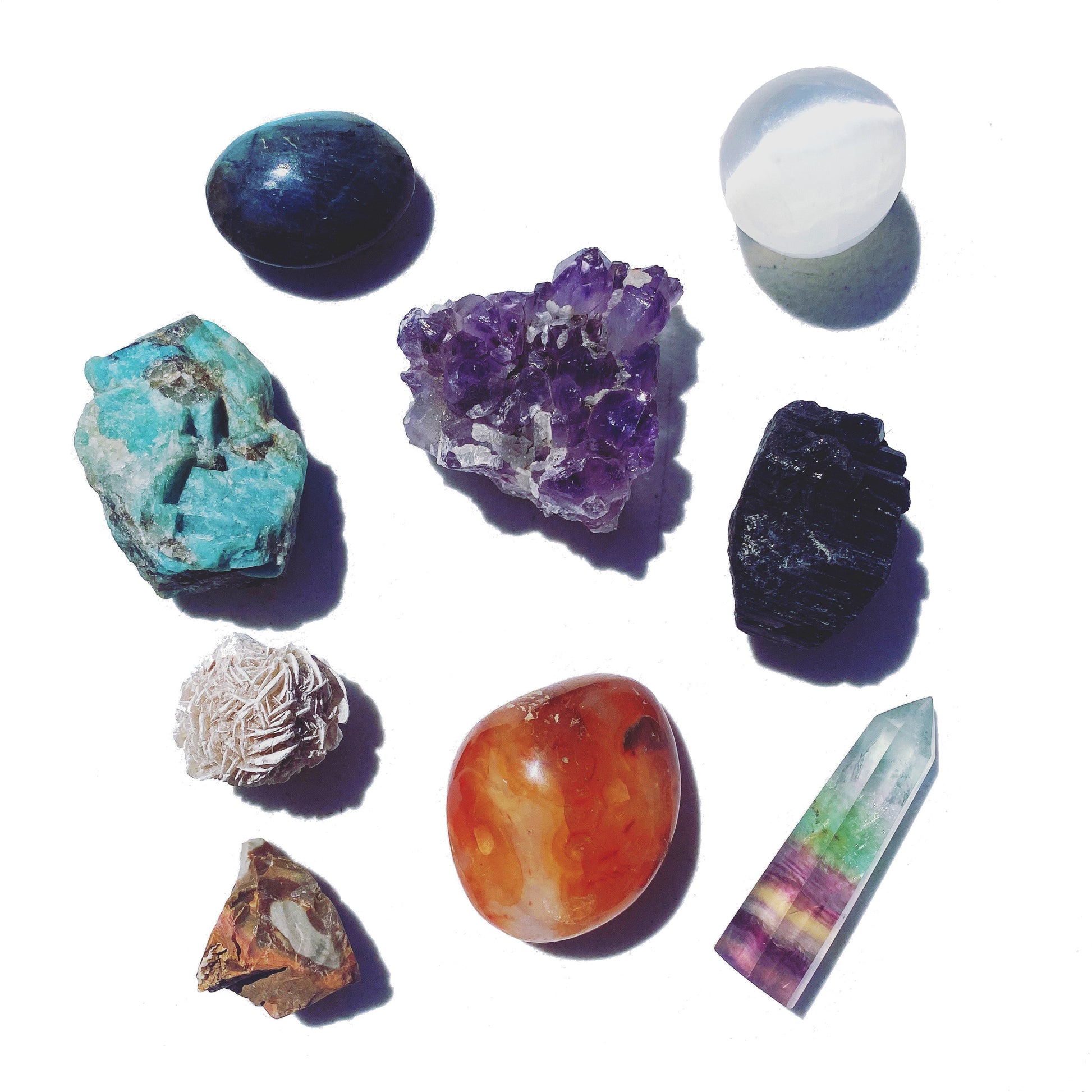 Crystal Witchcraft Kit ~ Natural Crystal Collection ~ Rough Crystal Healing Crystals and Stones Geode Amethyst selenite fluorite obsidian