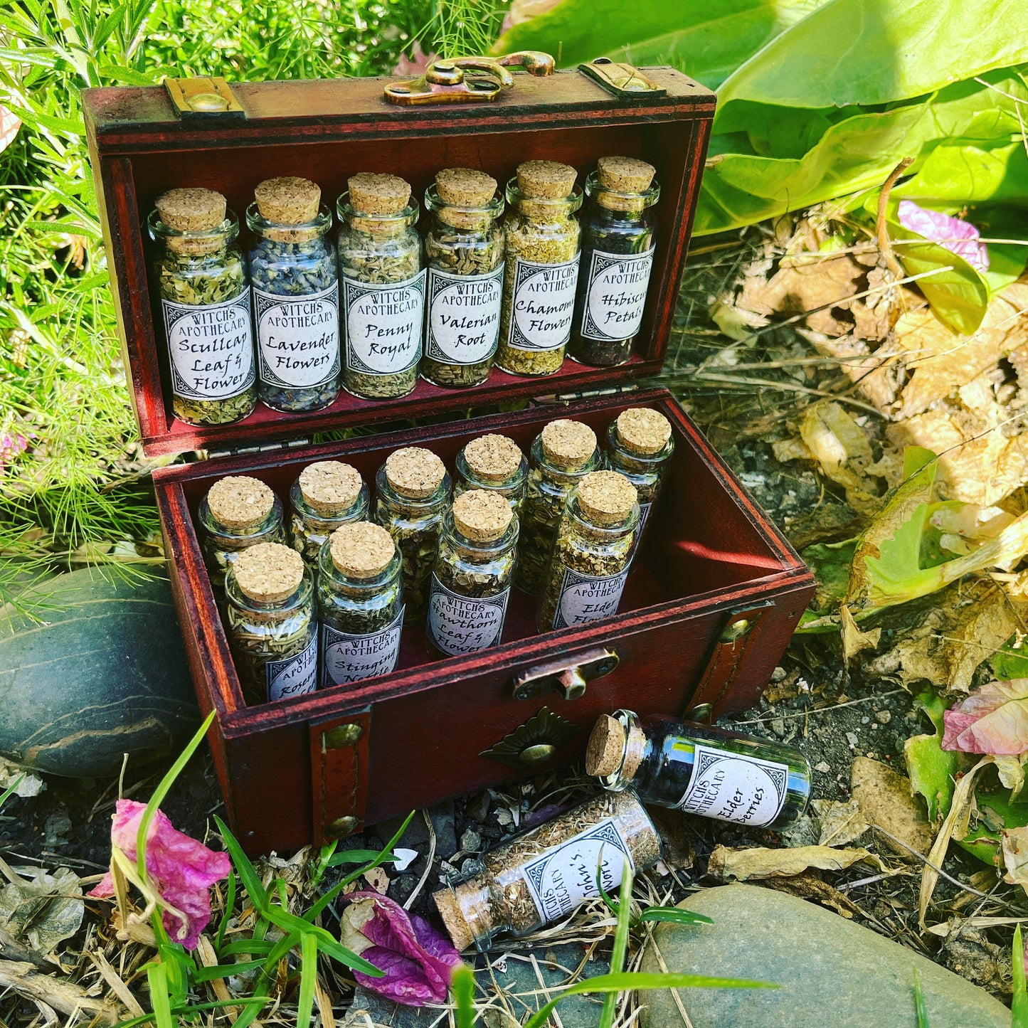 Witchcraft Apothecary Mini ~ Wiccan Pagan Herbs ~ Witch kit box ~ Altar Supplies ~ dried herbs roots berries ~ book of shadows ~ potions