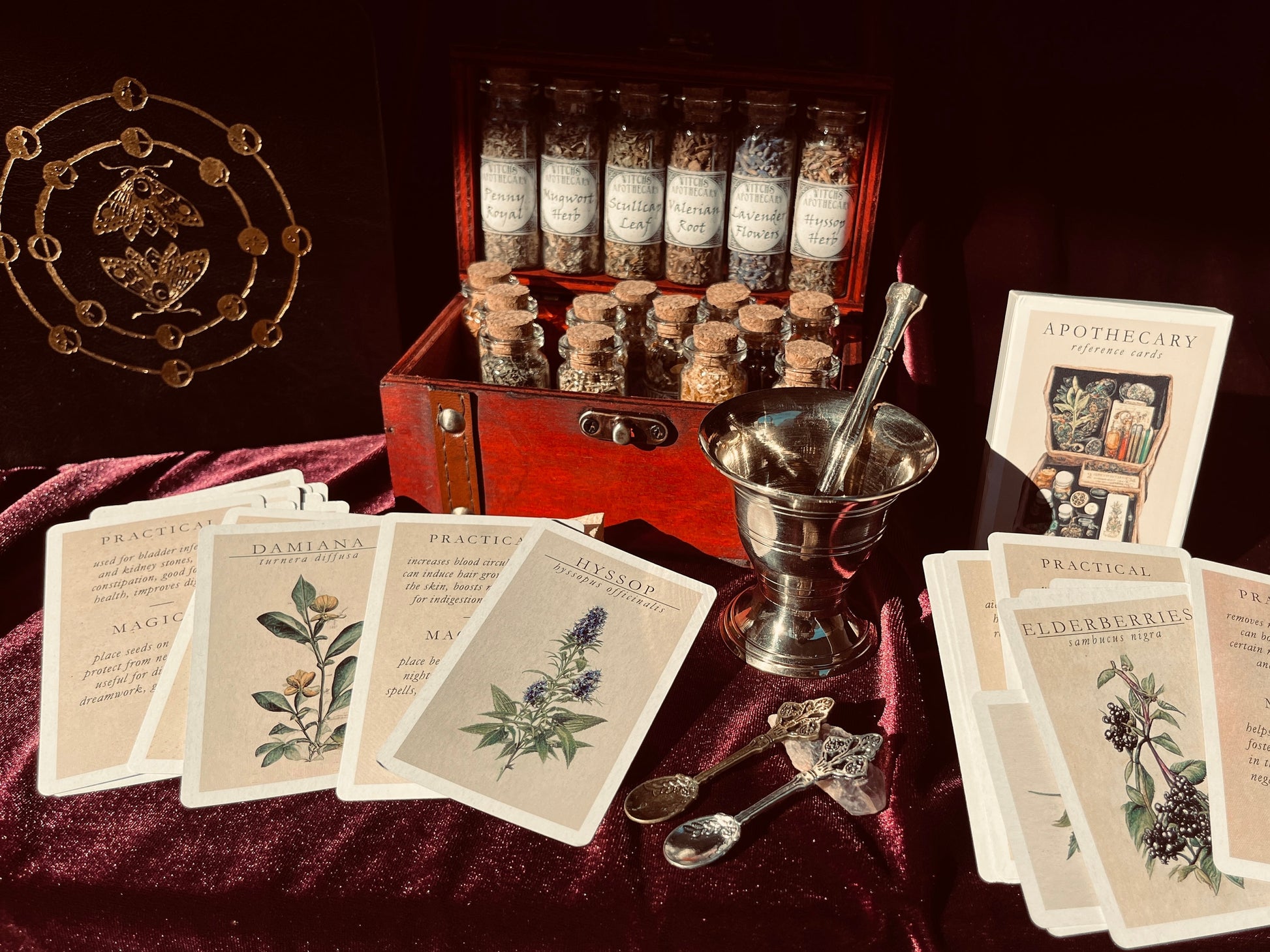 Antique 30 Herbs Witchcraft Kit Dried Herb Kit with Crystal Spoon Magic  Witch