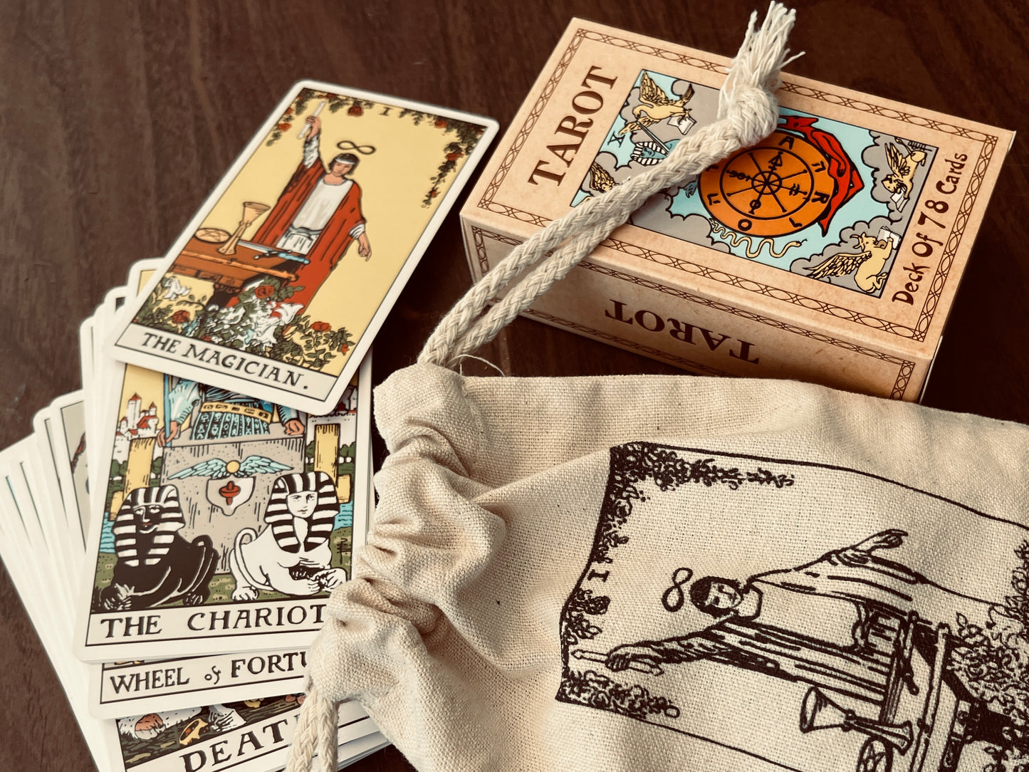 Tarot Deck ~ Rider-Waite Deck + magician bag ~ color in original traditional tarot Deck ~ pamela colman smith ~ 78 cards + guidebook